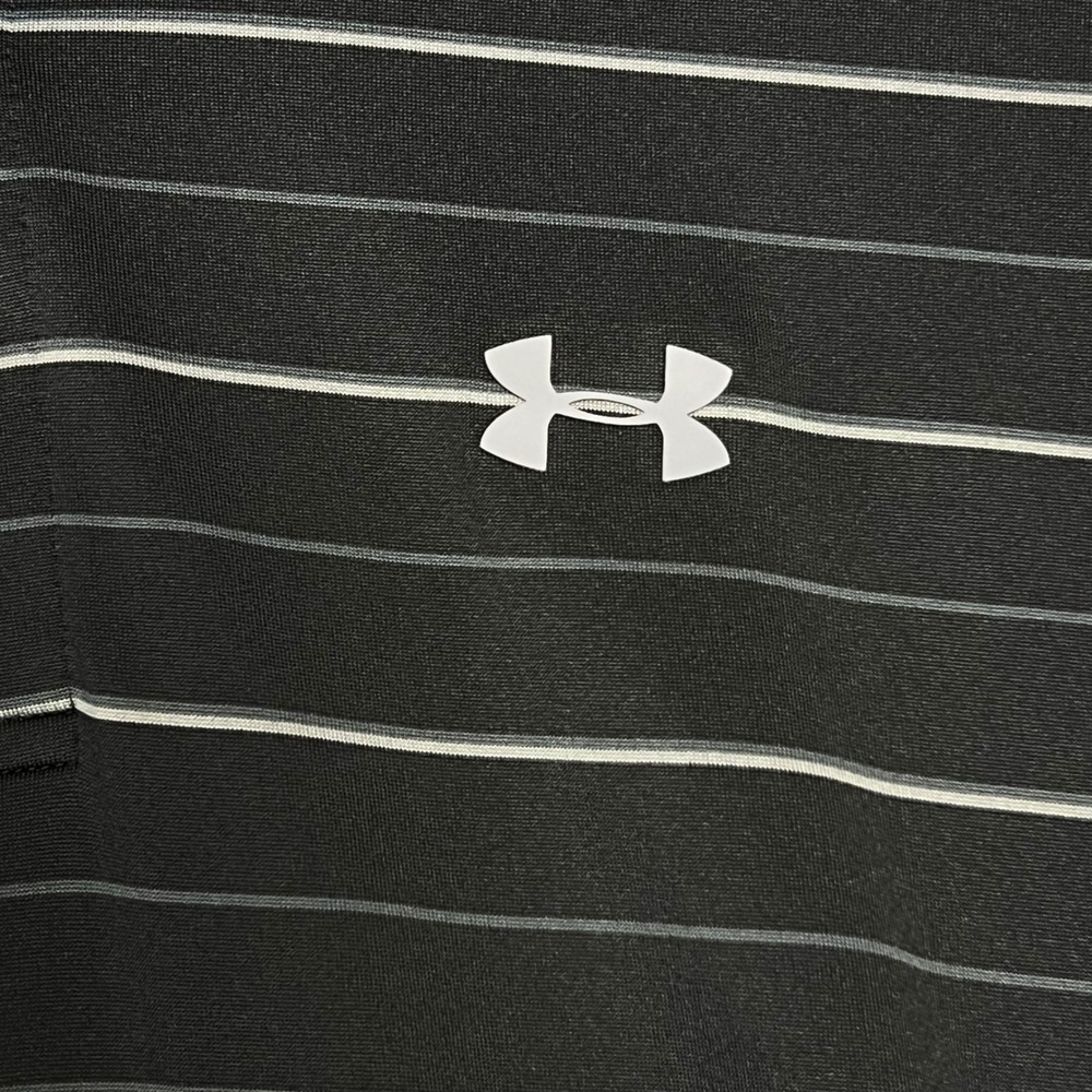 Under Armour Polo Shirt Mens Medium Black Striped Coldblack HeatGear 1287384-001 - Picture 5 of 10